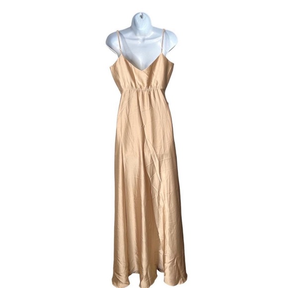 Show Me Your Mumu Faith Maxi Dress Champagne Luxe Satin L - Picture 4 of 5